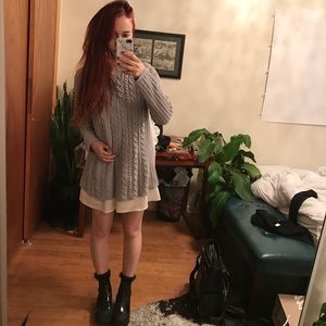 J. Jill platinum blue chenille cable knit sweater